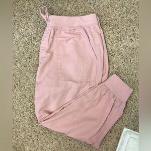 GAP linen blend utility joggers w/ stretch drawstring waist & pockets blush pink